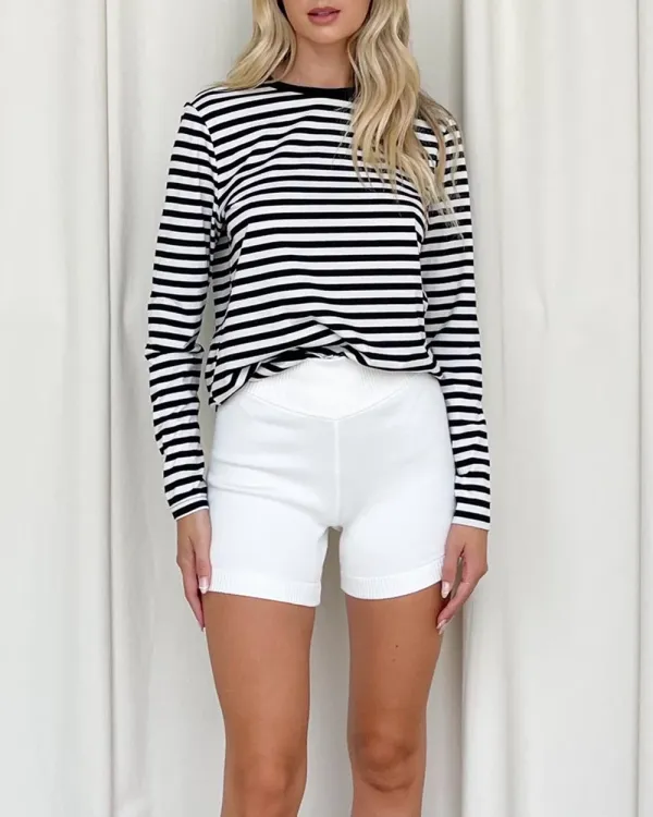 Long Sleeve Stripe Boyfriend Tee