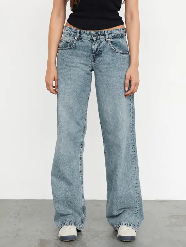 Vintage Blue Wash Low Rise Parallel Jeans