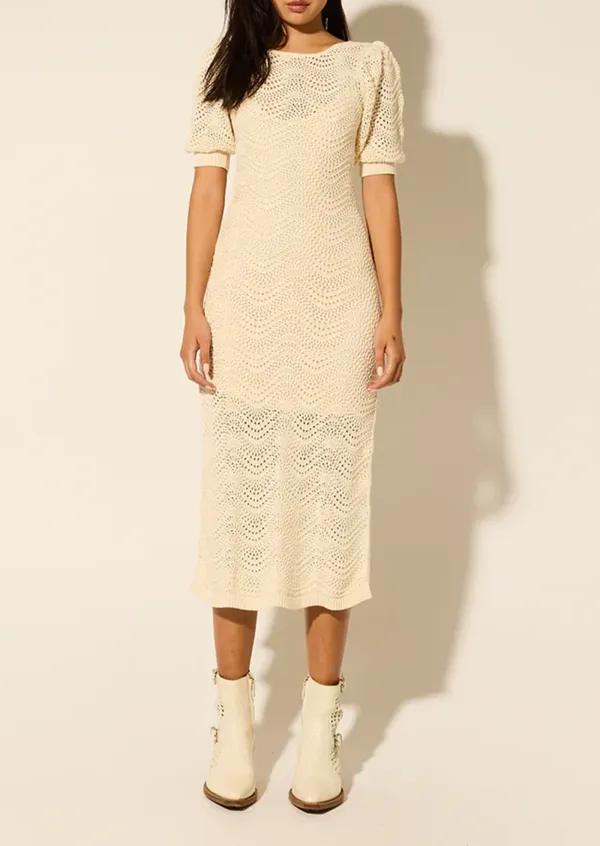 Crochet Short Sleeved Midi Dress