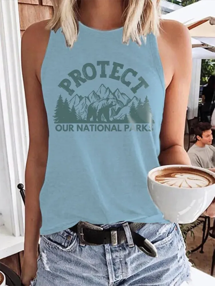 Women'S Protect Our National Parks Round Neck Sleeveless Vest