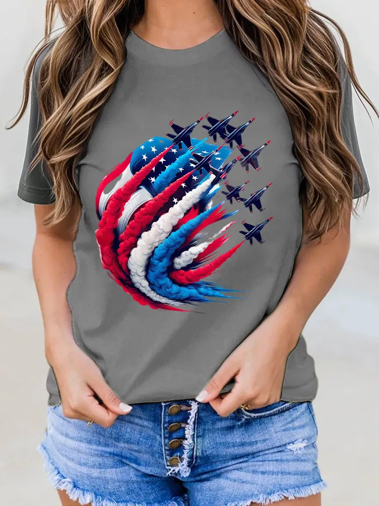 Woman'S Independence Day Print Short-Sleeved T-Shirt