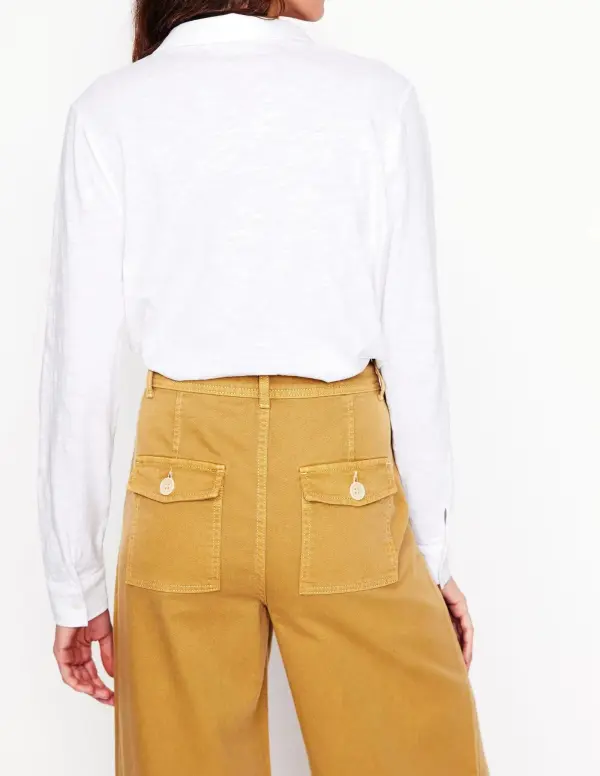 White Cotton Utility - Style Shirt