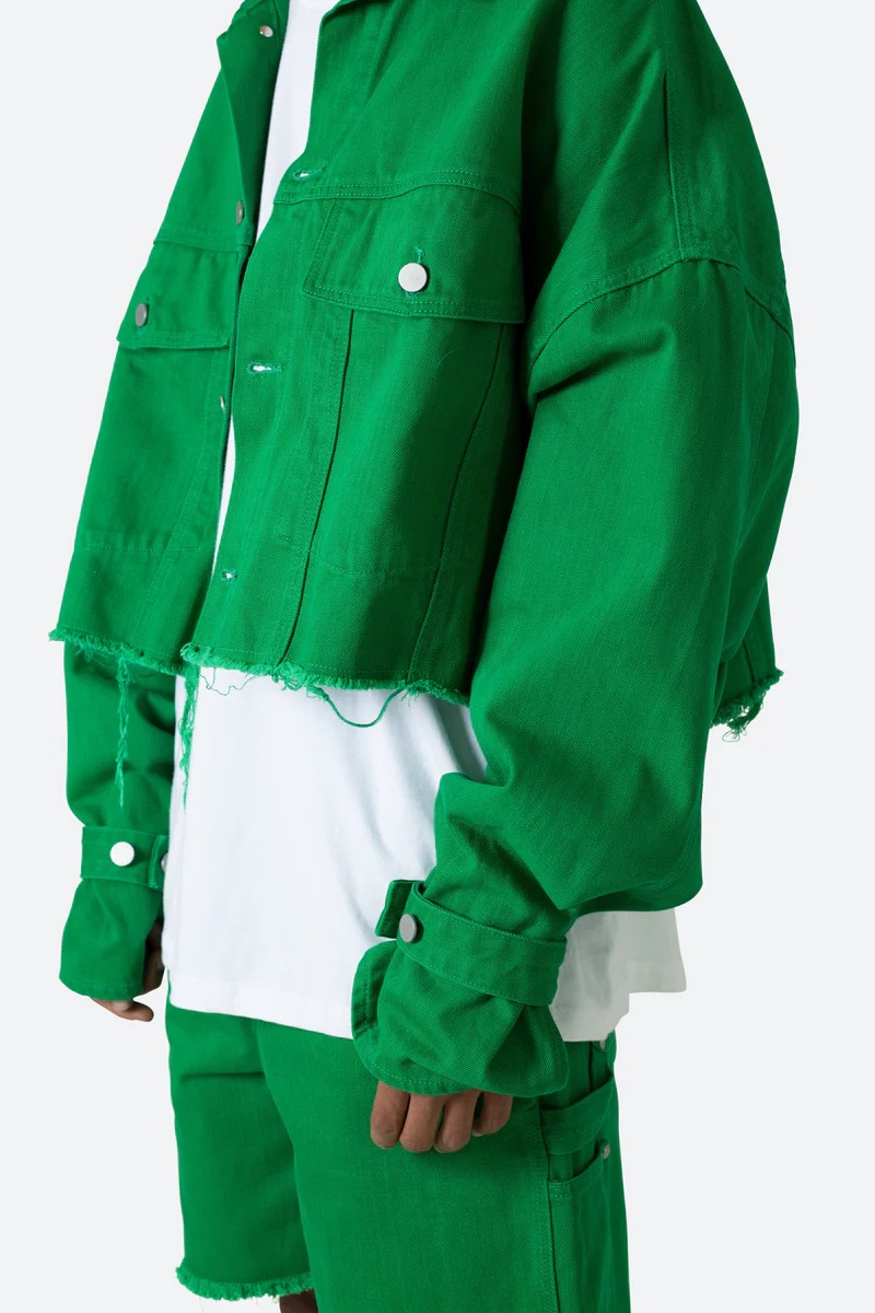 FRAYED DENIM JACKET GREEN