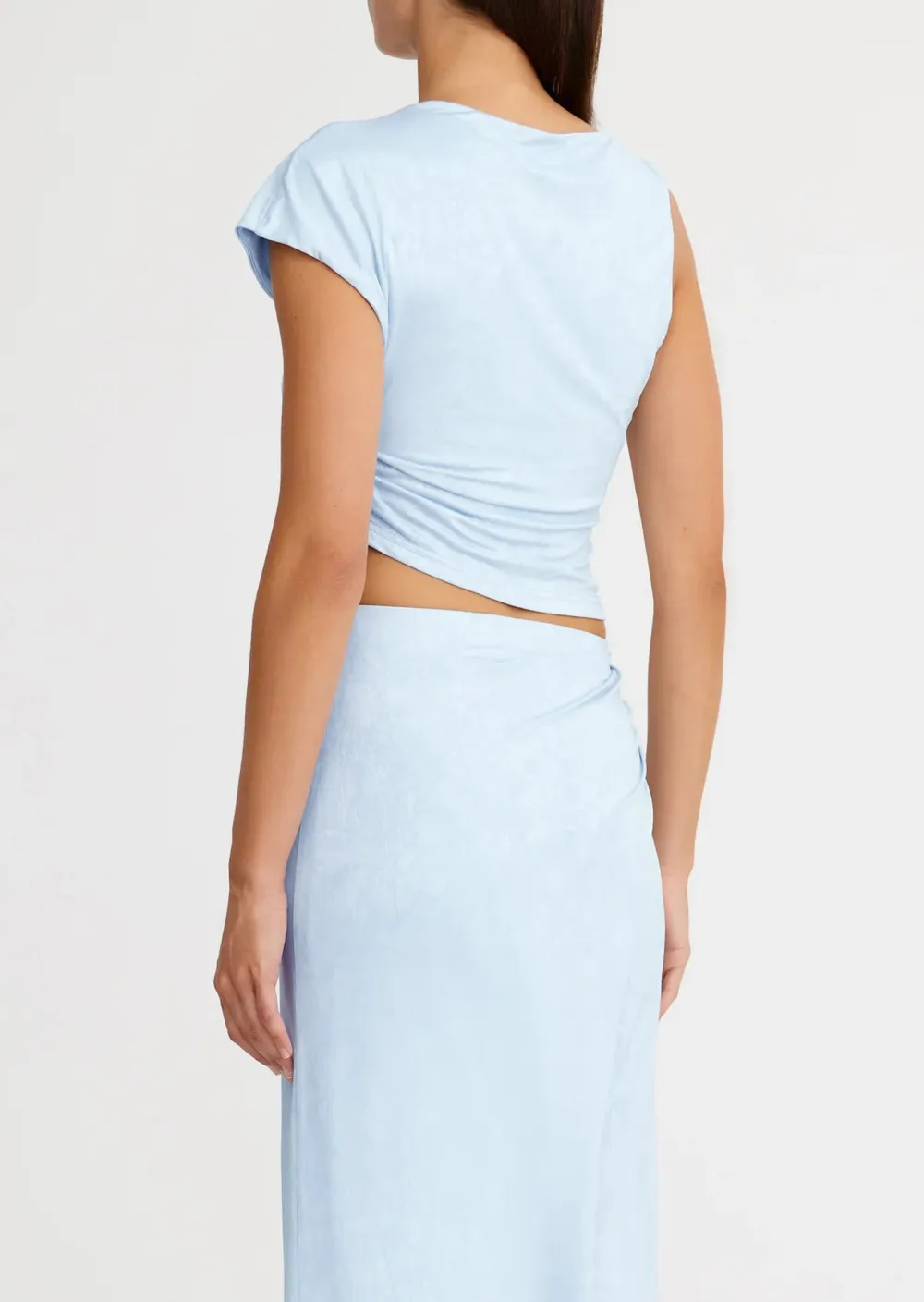 Light Blue Ruched Sleeveless Top