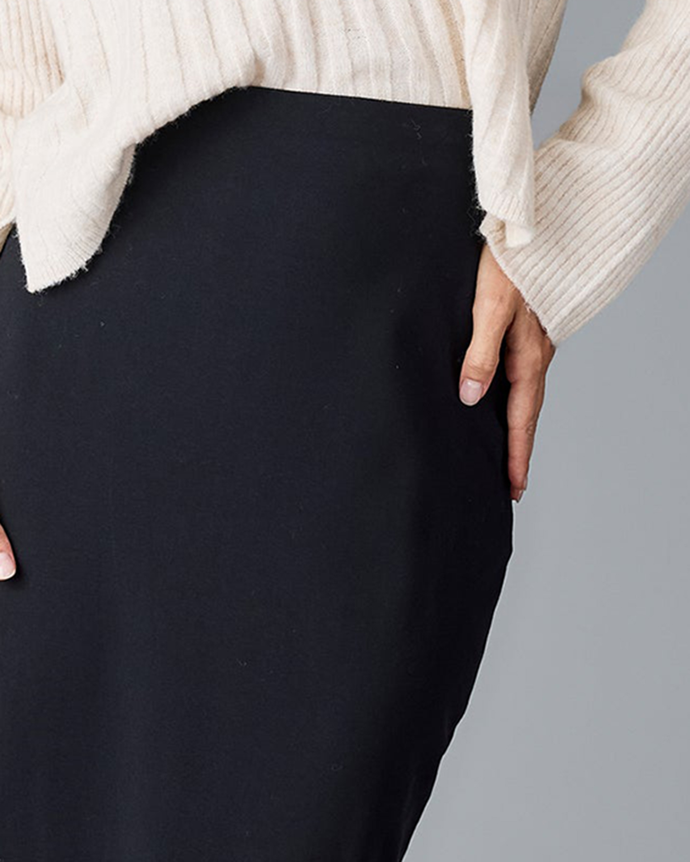 Black Knit Midi Skirt