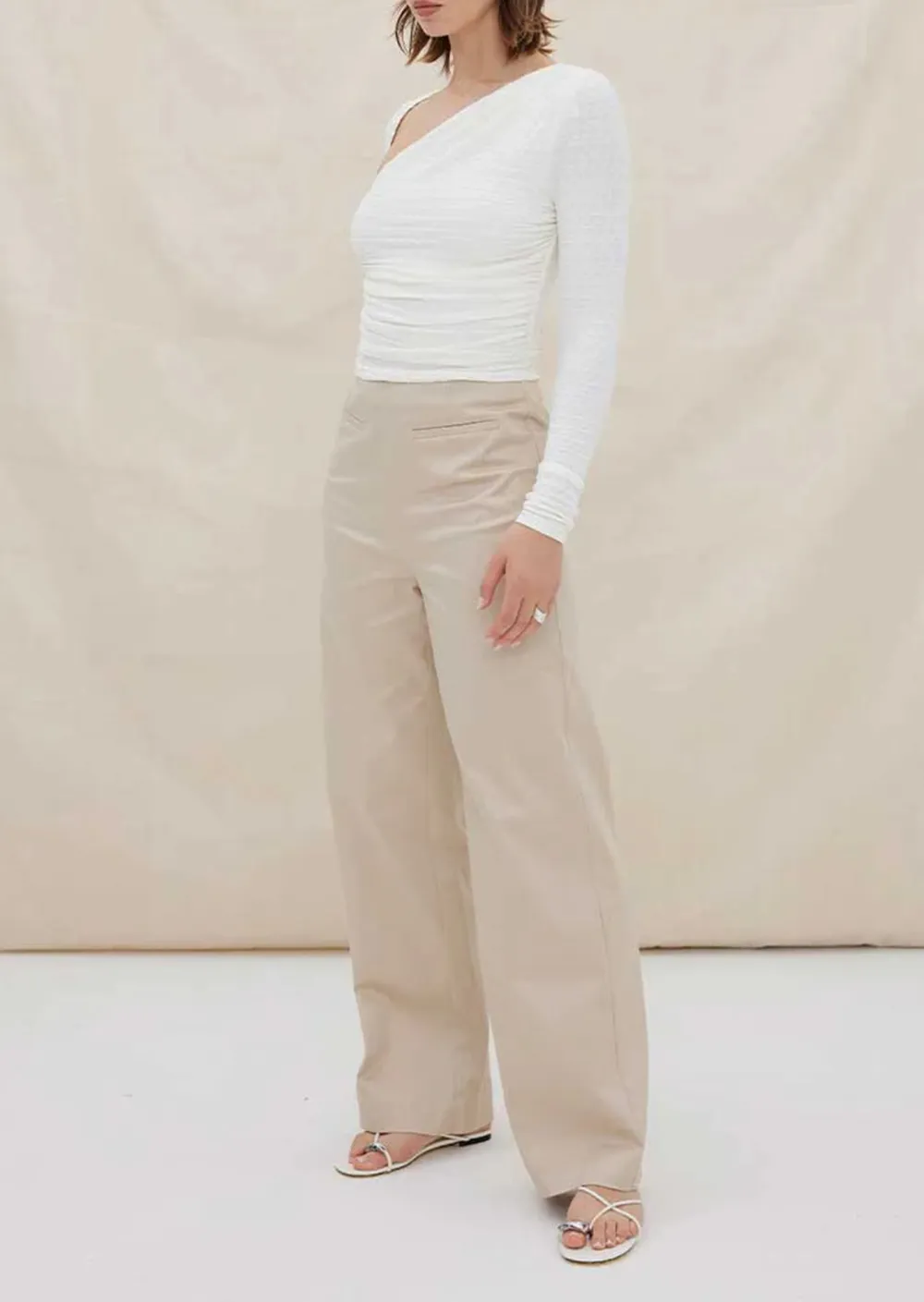 Ruched Off Shoulder Long Sleeve Top
