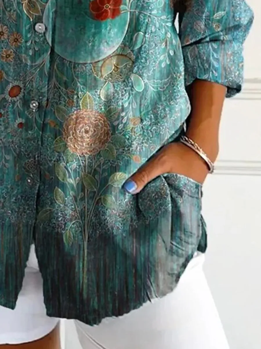 Women's Vintage Floral Print Shirt