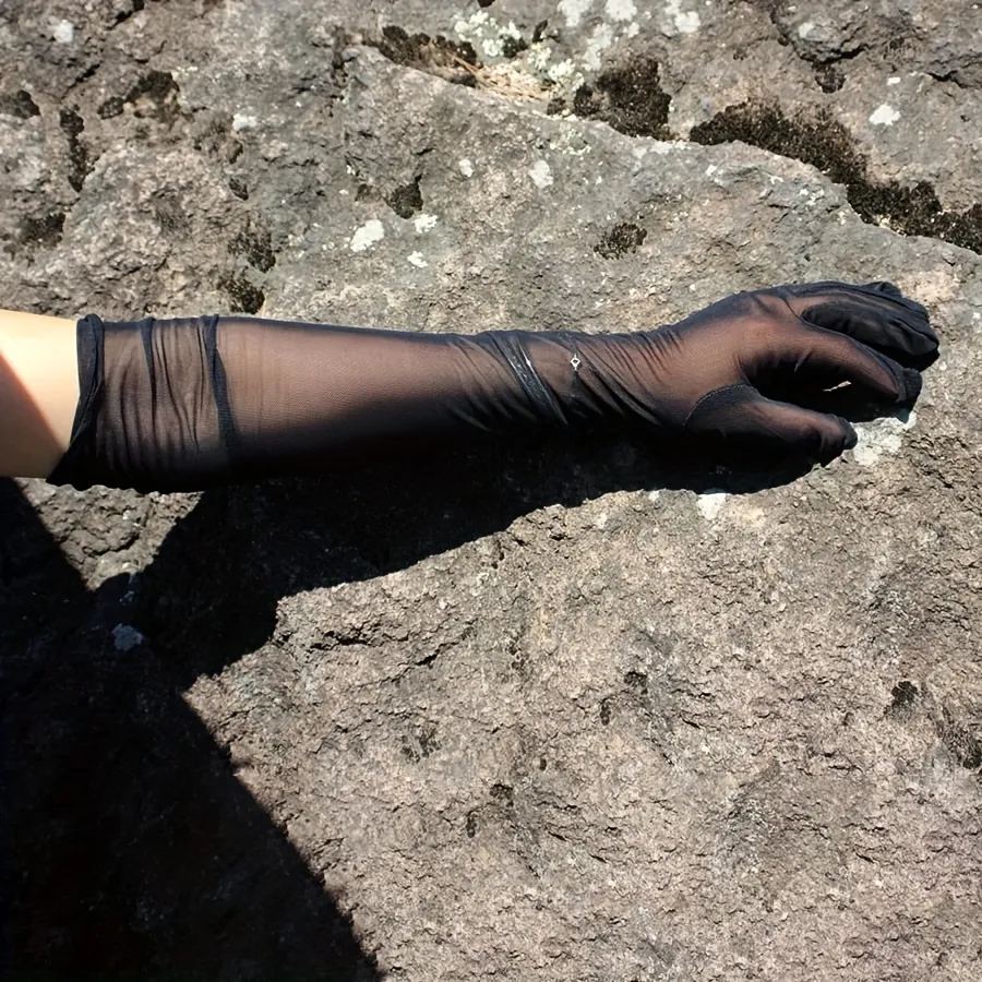 High Elasticity Fashionable Breathable Semi-Transparent Long Gloves