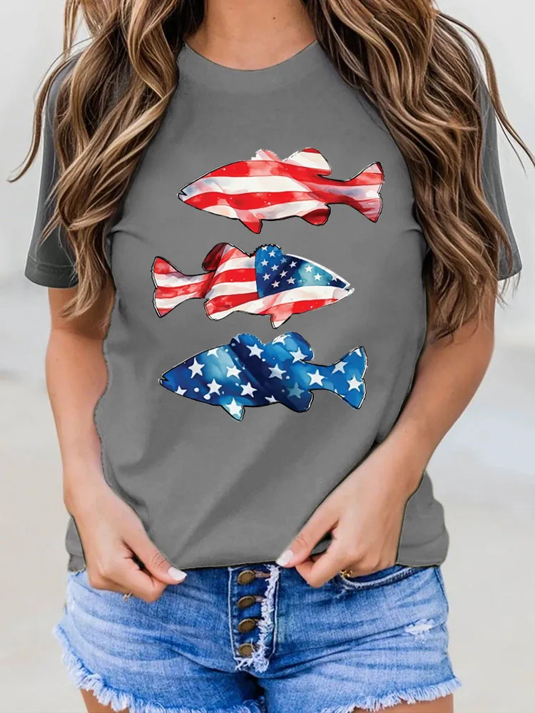 Woman'S Independence Day Short-Sleeved T-Shirt