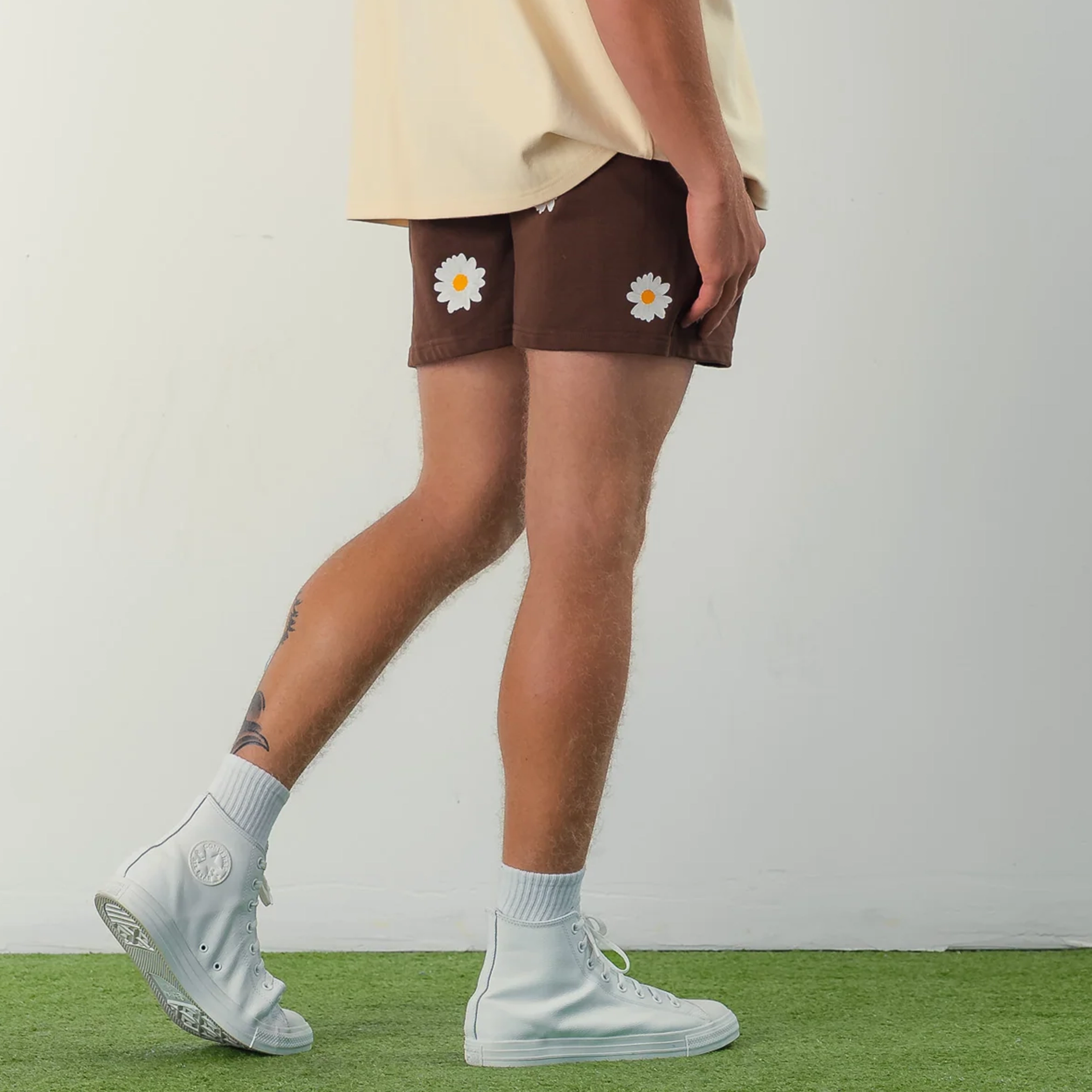 COTTON SHORTS (MID THIGH CUT) DAISY - BROWN