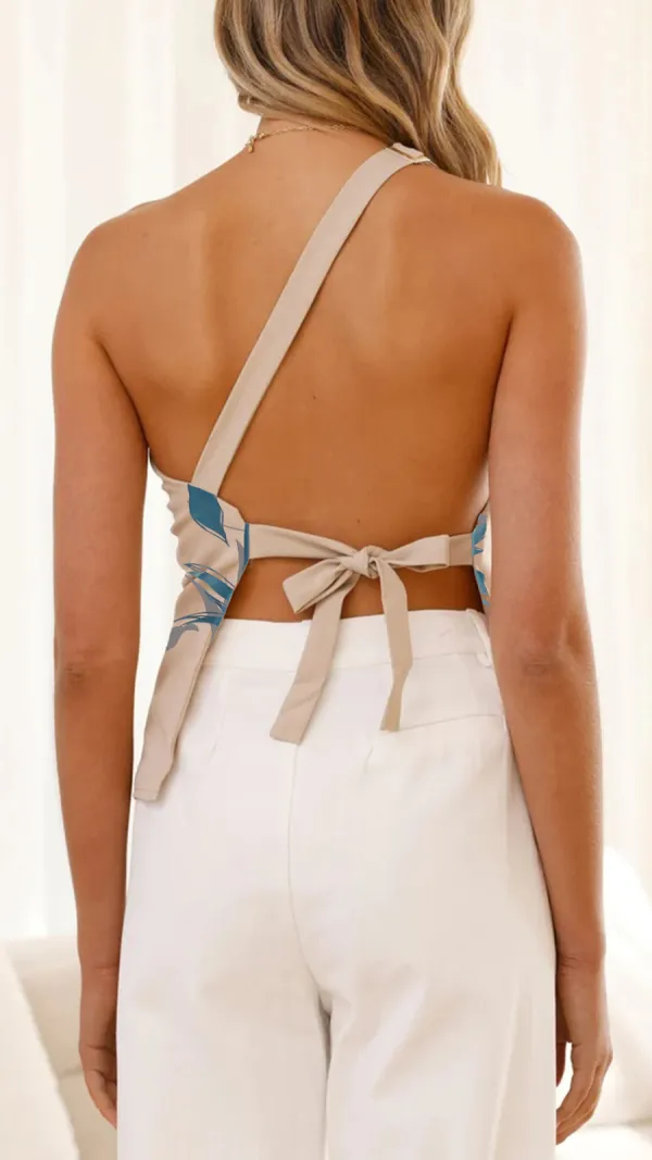 Slant Collar Hollow Back Top