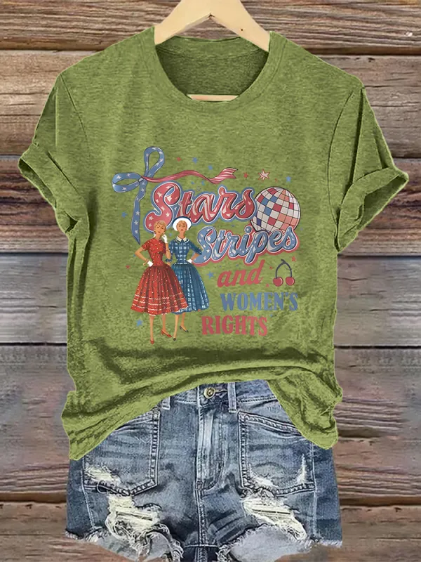 Woman'S Stars Stripes And Women'S Right Crew Neck Short Sleeve T-Shirt