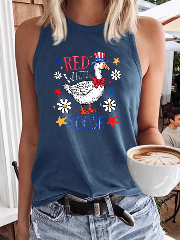 Women'S Red White Goodse Round-Neck Vest