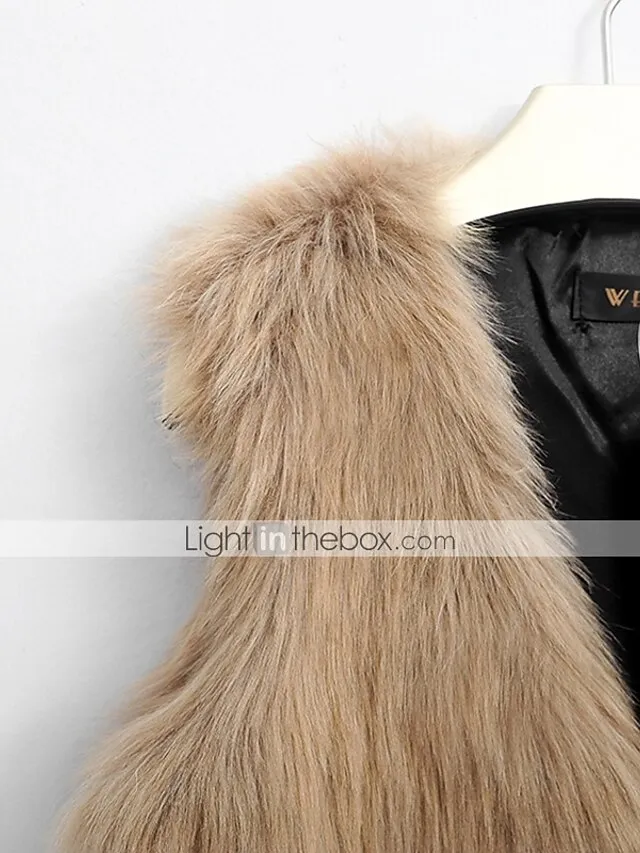 Women's Vest Wedding Daily Weekend Winter Regular Coat V Neck Regular Fit Jacket Sleeveless White Black Camel