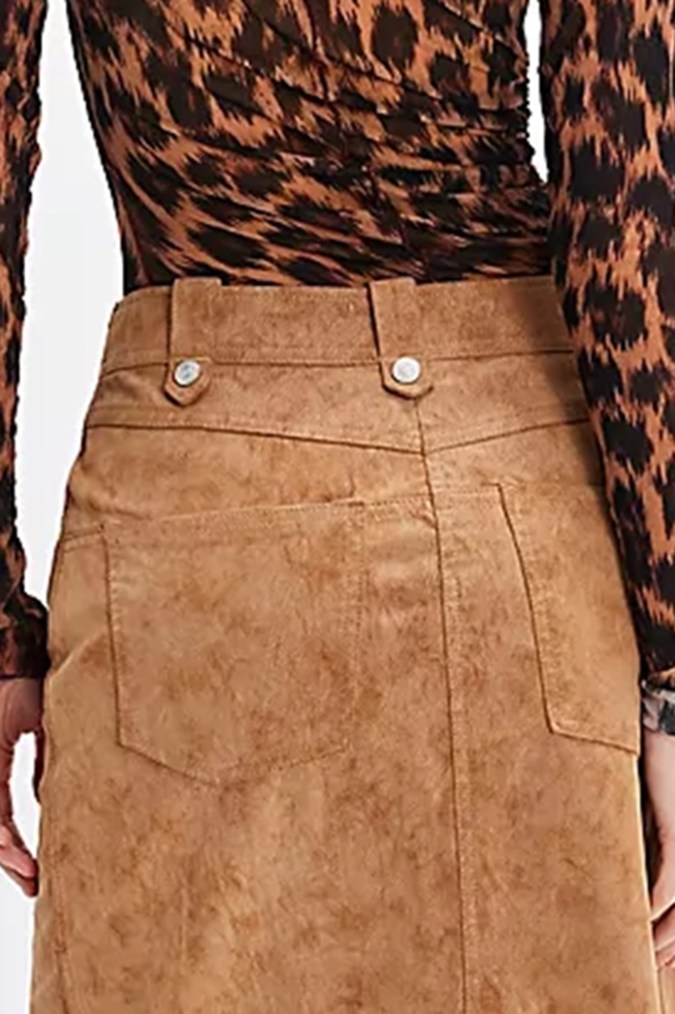 Corduroy Button Front Midi Skirt