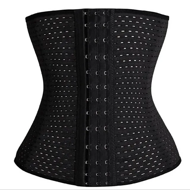 Corset Women's Waist Trainer Shapewears Office Running Gym Yoga Plus Size Creamy-white Black Brown Sport Breathable Hook & Eye Tummy Control Push Up Front Close Solid Color Summer Spring Fall