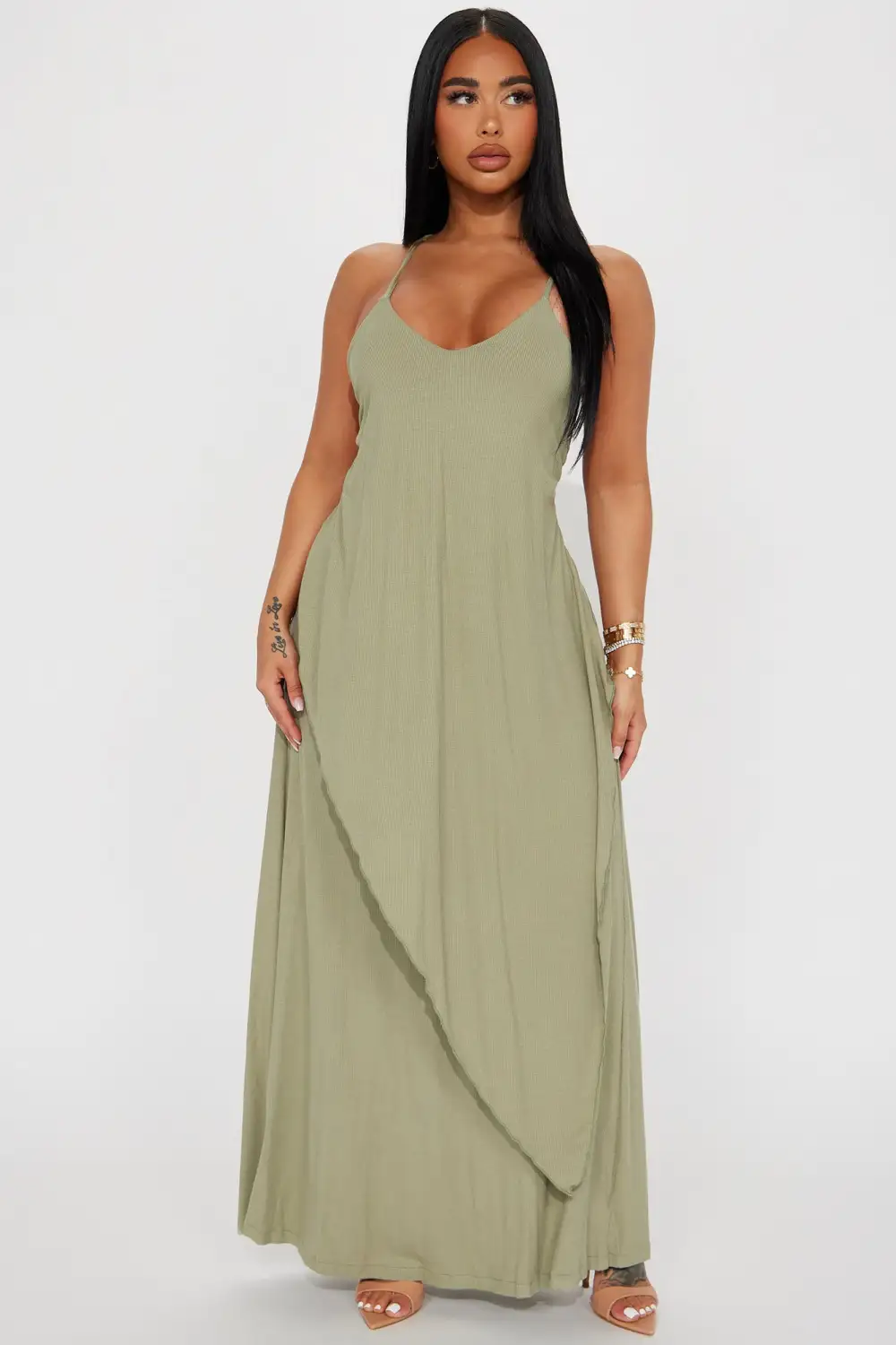 Come This Way Ribbed Maxi Dress - Sage