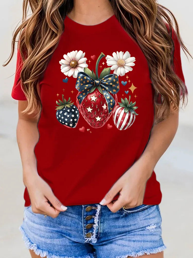 Woman'S Independence Day Print Short-Sleeved T-Shirt