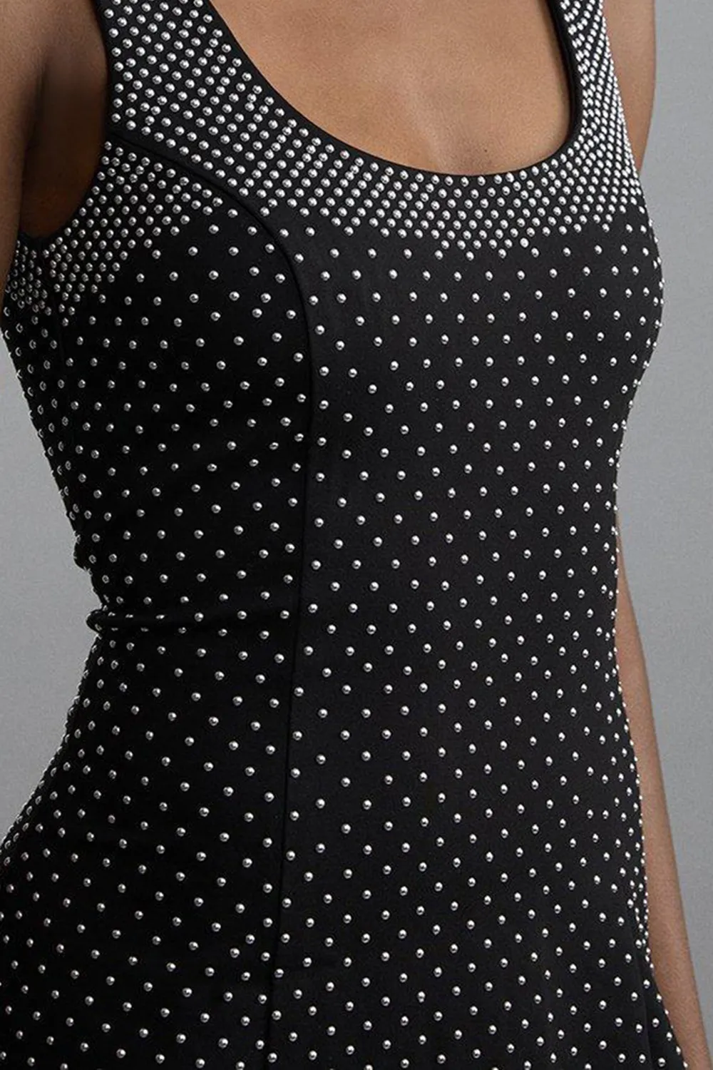 Studded Non-Stretch Jersey Mini Dress