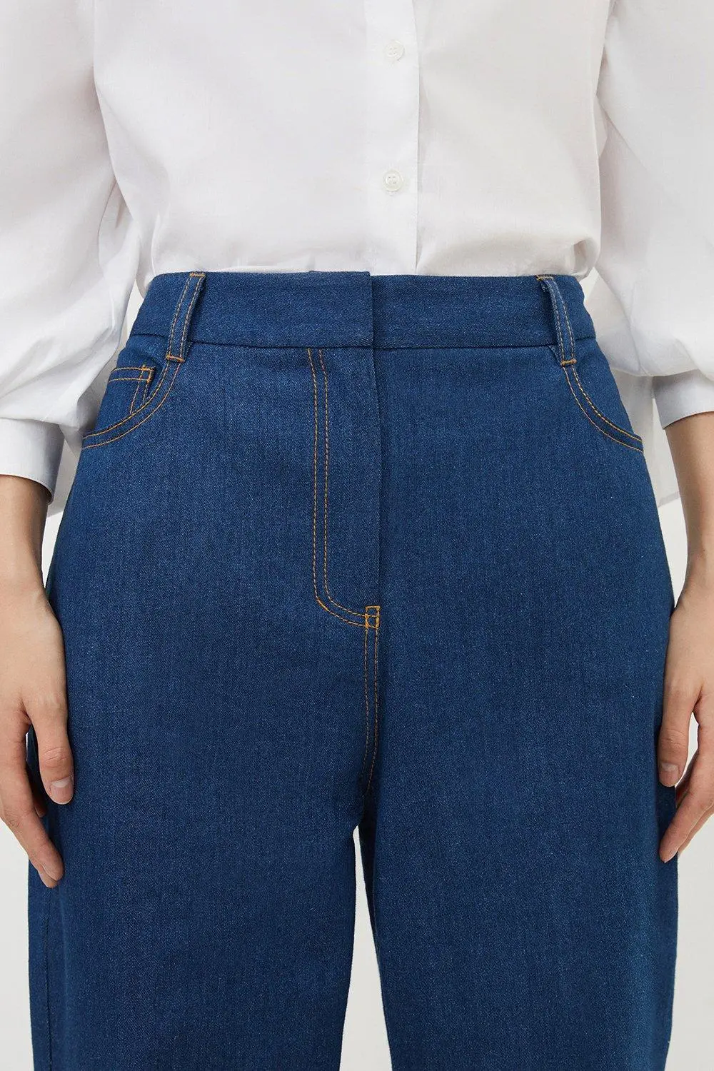 Mid Rise Straight Leg Denim Jeans