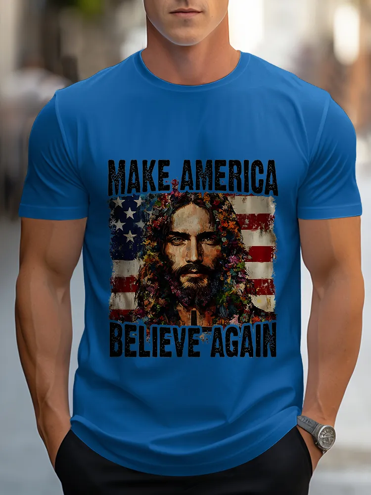 Man'S Make America Believe Again Round-Neck Short-Sleeved T-Shirt