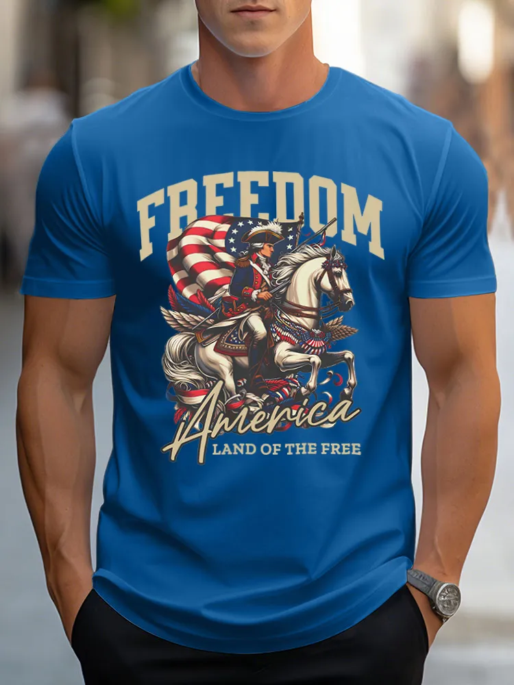 Freedom America Land Of The Free Print Short Sleeves T-Shirt