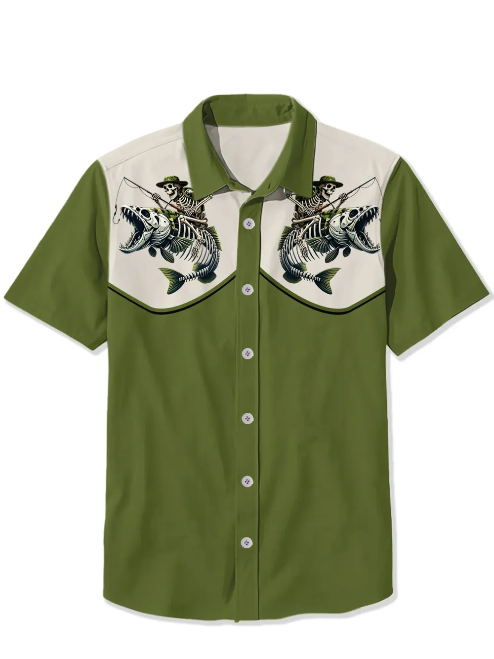 Camouflage Skeleton And Fish Shirt