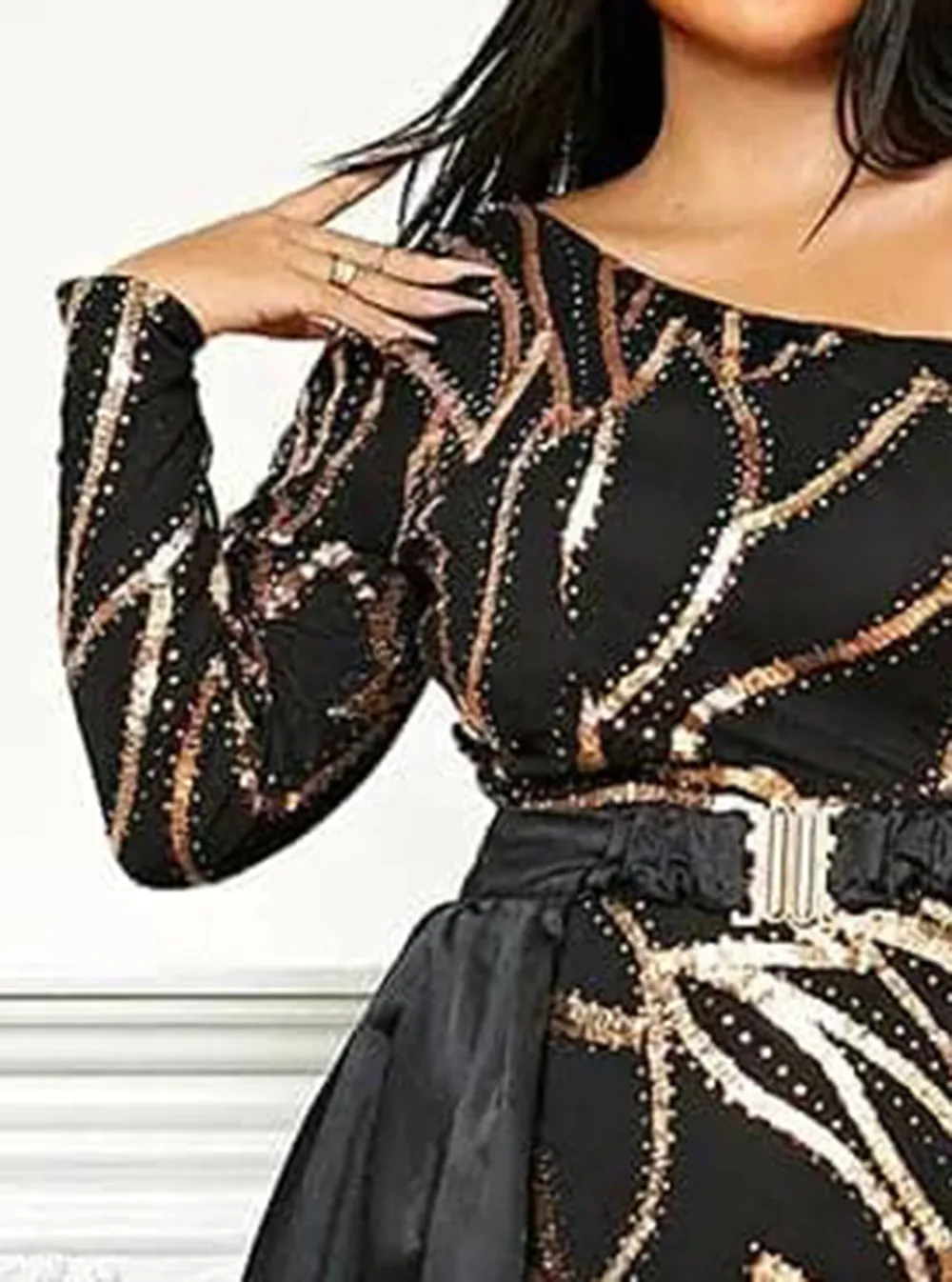 One Shoulder Cloak Sequin Prom Dress