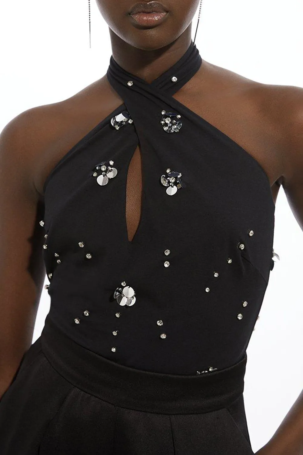 Skinny Cotton Halterneck Bodysuit