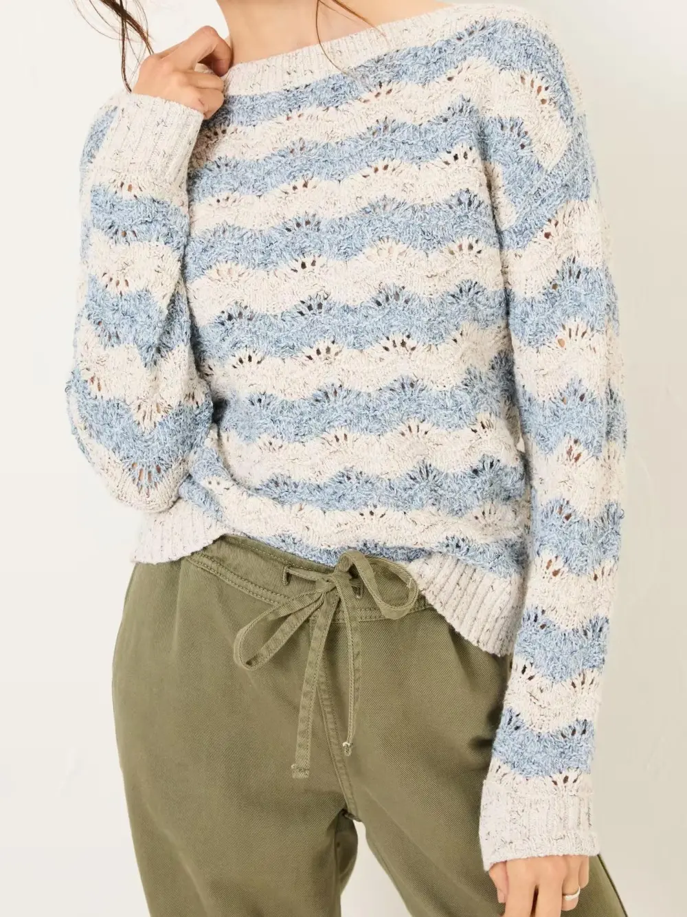 Natural Edith Texture Stripe Knitted Jumper