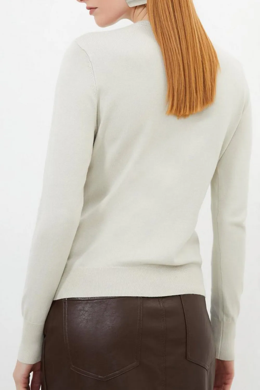 Viscose Blend Knitted Crew Neck Cardigan