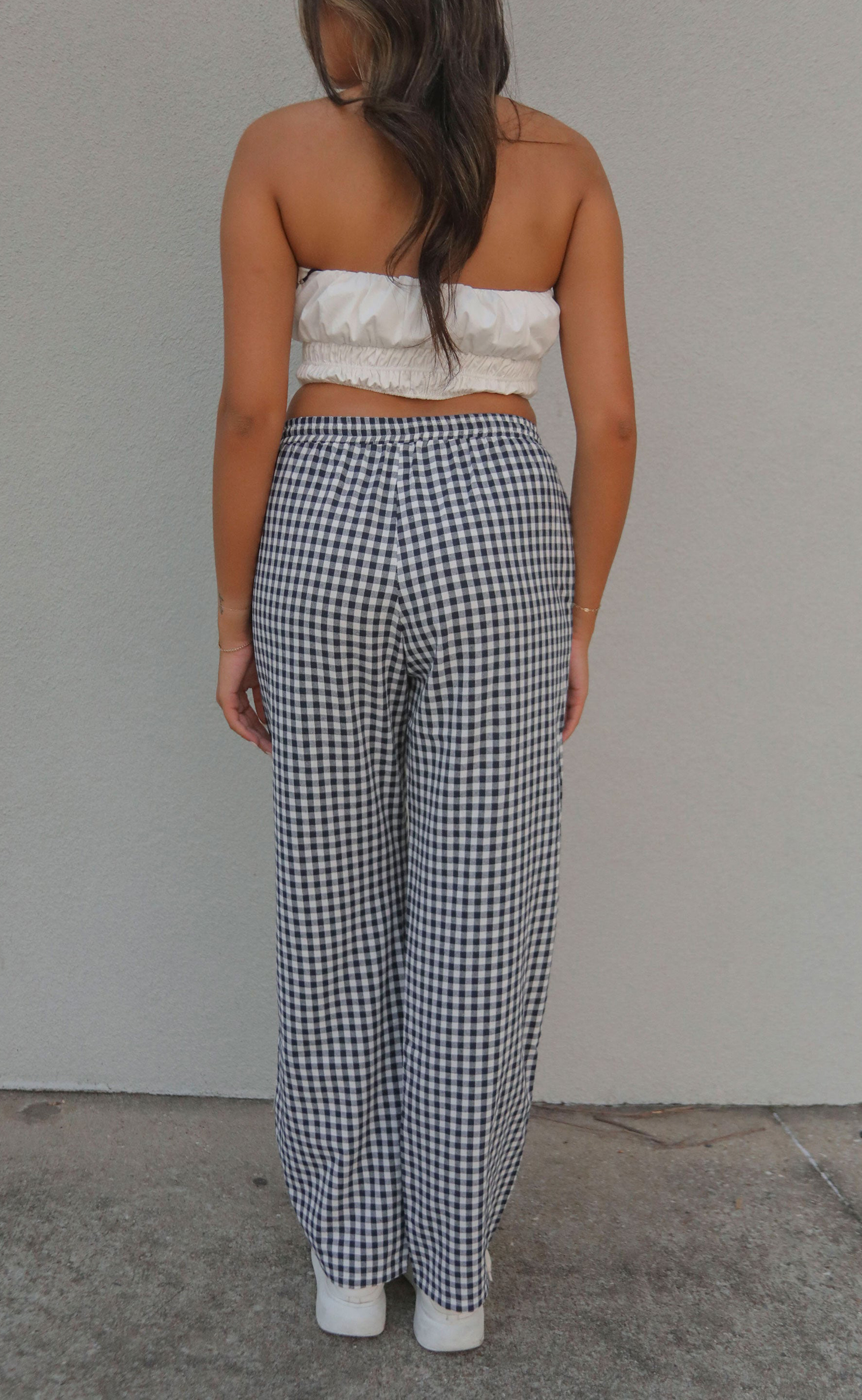 Black and White Gingham Wide Leg Pants