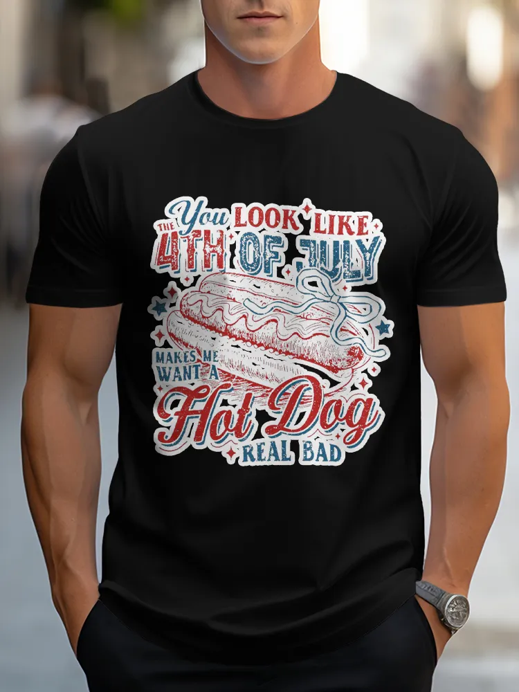 Man'S You Look Like 4Th Of July Round-Neck Short-Sleeved T-Shirt
