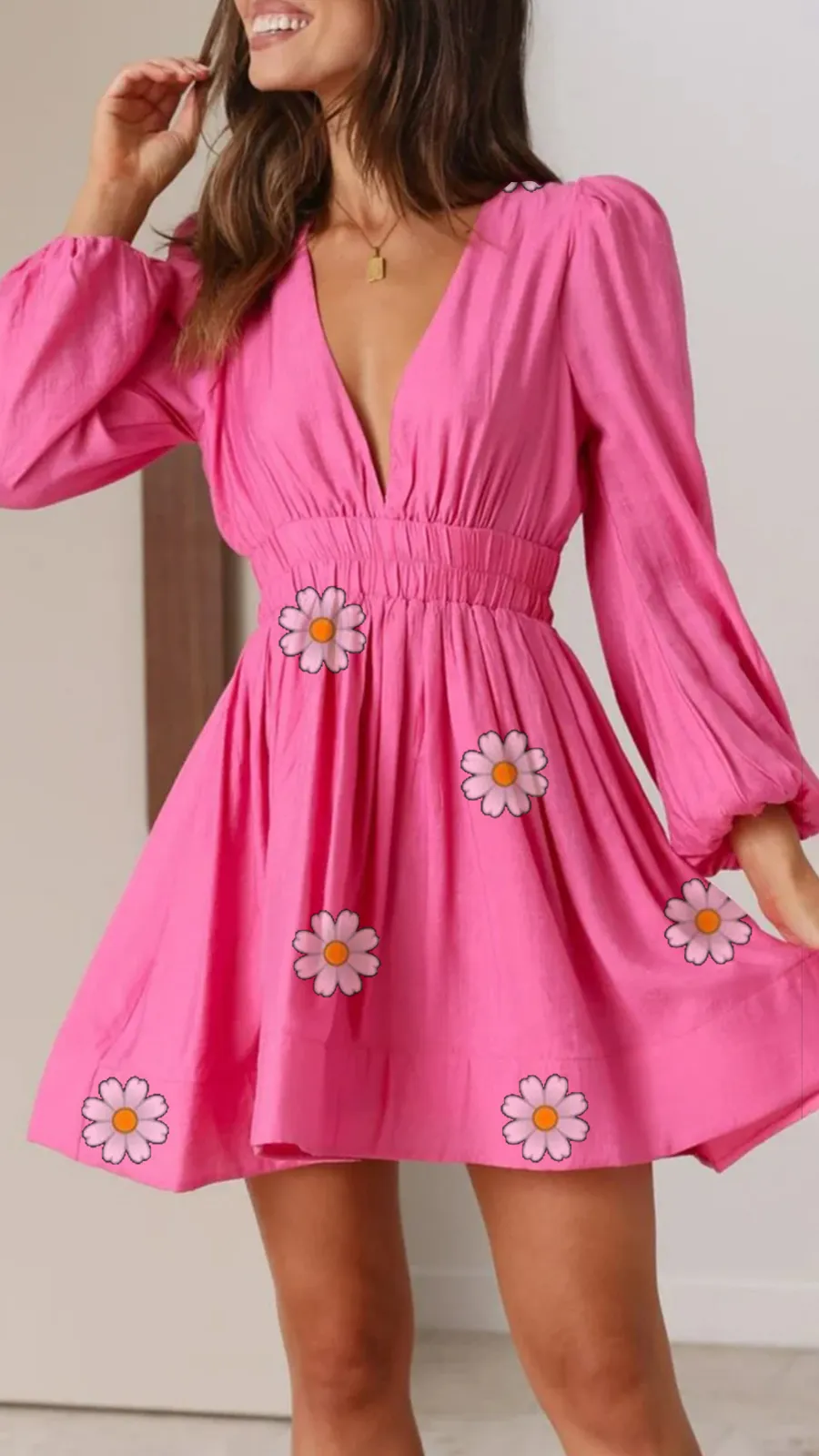 Elasticated Waist Band Mini Dress
