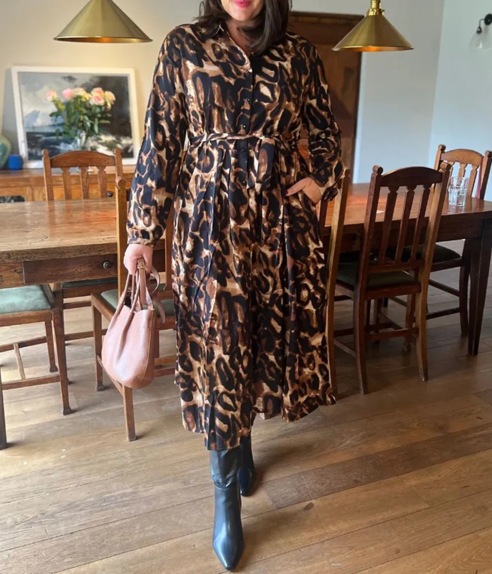 Leopard Print Shirt Dress