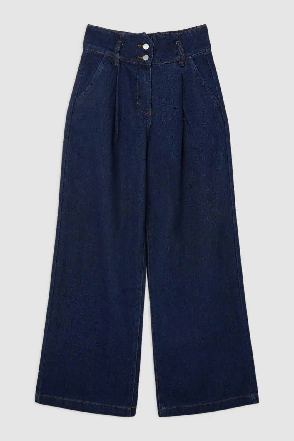 Petite Denim Wide Leg Trousers