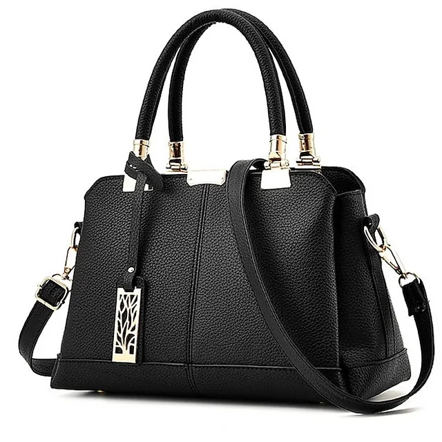 Women's Handbag Crossbody Bag Satchel Top Handle Bag PU Leather Daily Zipper Chain Solid Color Wine Black Pink