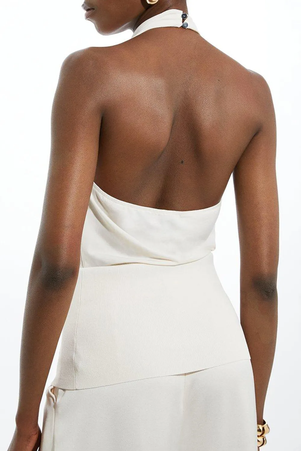 Jersey Knit Mix Halter Neck Top