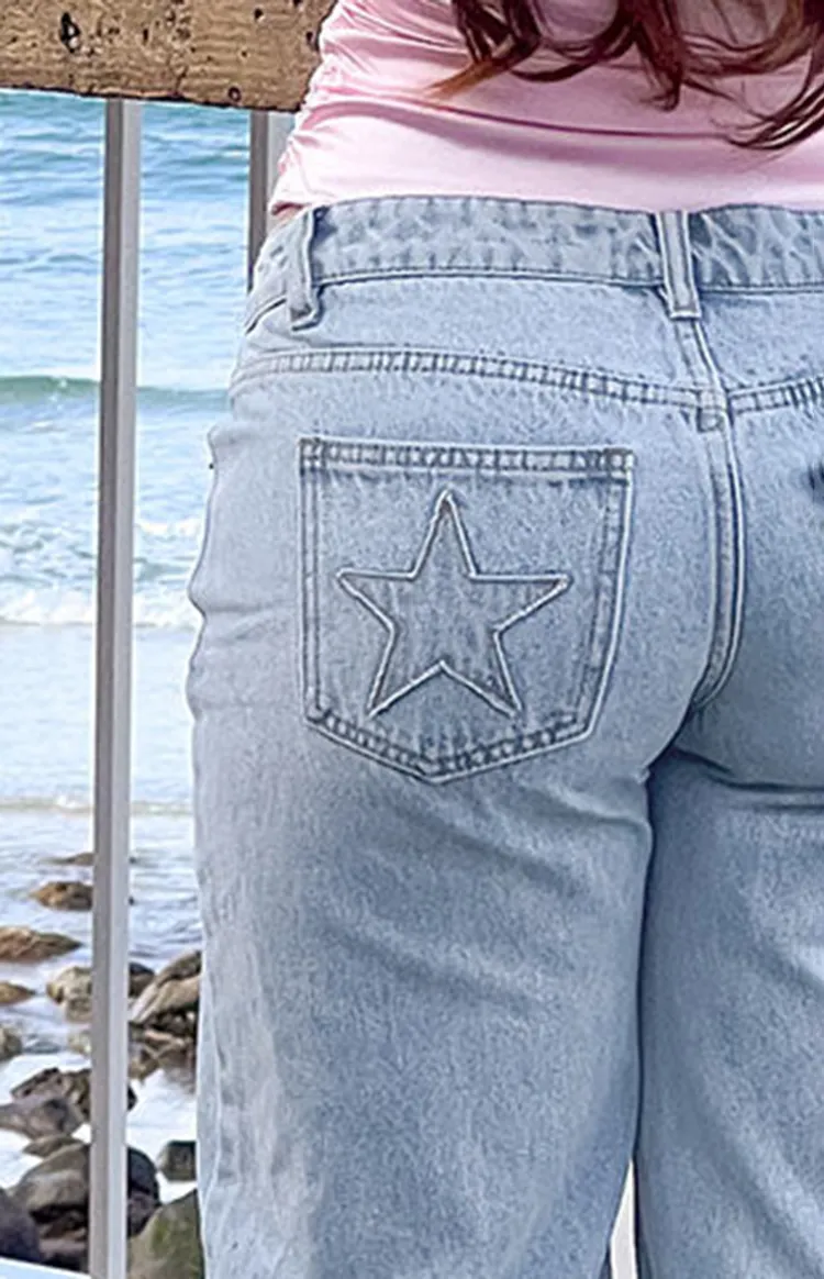 Light Wash Denim Low Rise Jeans