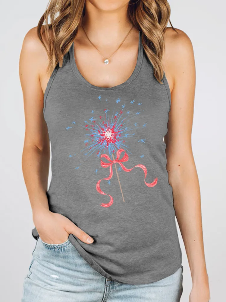 Women'S Fairy Wand Print Round-Necked Sleeveless Vest