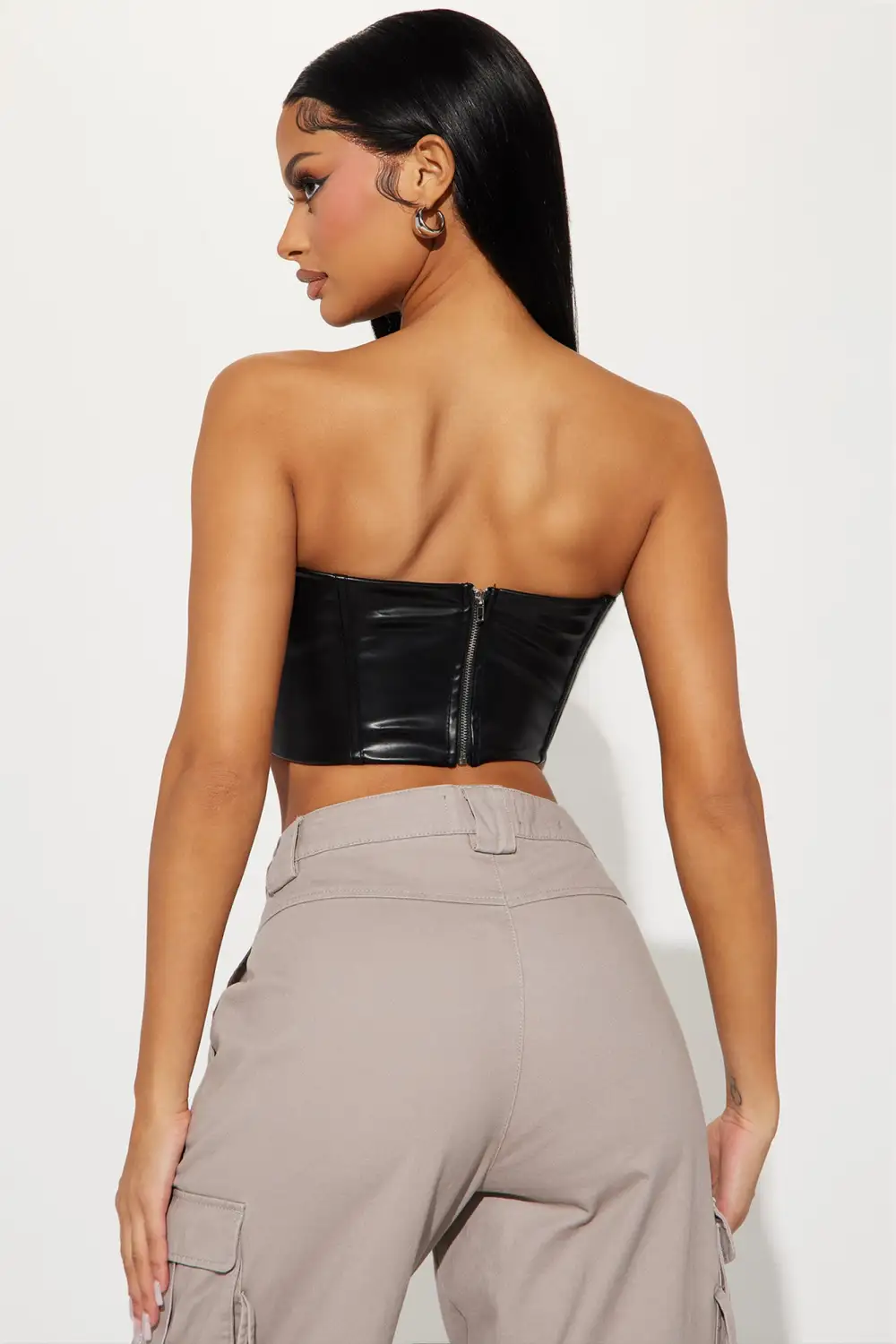 Keep Up With Me Faux Leather Corset - Black