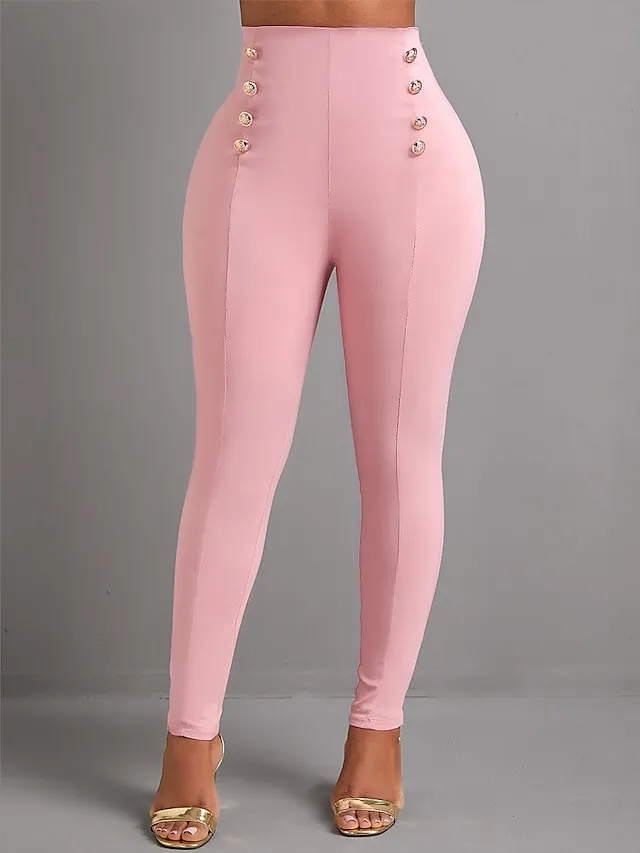 Women's Pants Trousers Leggings Full Length High Cut Micro-elastic High Waist Fashion Streetwear Party Daily Wear Black White S M Fall Winter