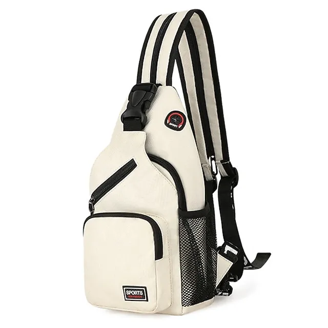 Men's Women's Shoulder Bag Chest Bag Oxford Cloth Shopping Daily Zipper Adjustable Large Capacity Waterproof Color Block Black White Yellow