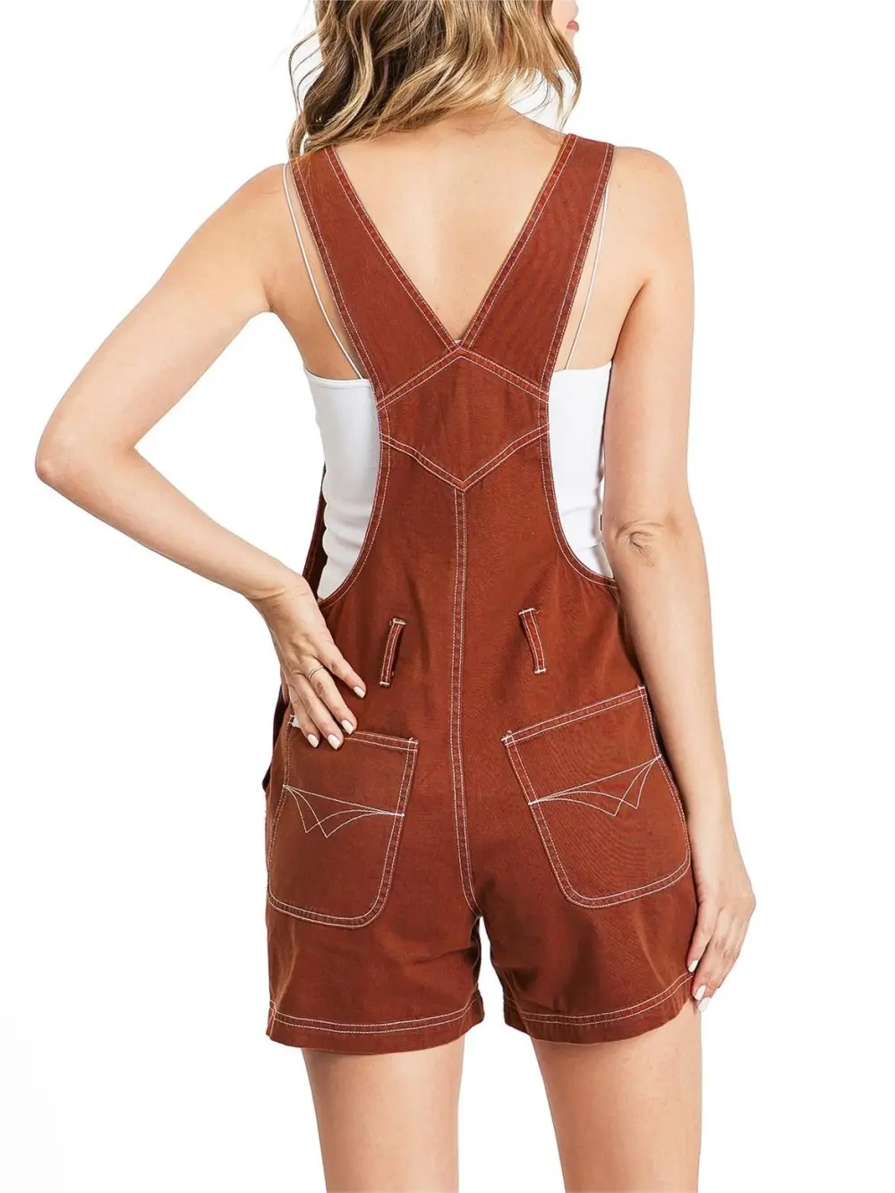 Brown Denim Overalls Shorts