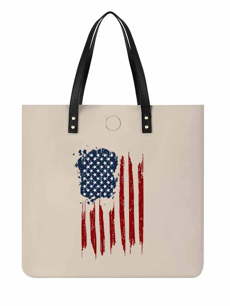 Leather Handbag With National Flag Prints