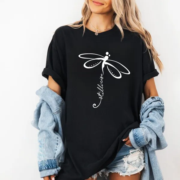 Butterfly Floral Pattern Butterfly Casual T-Shirt