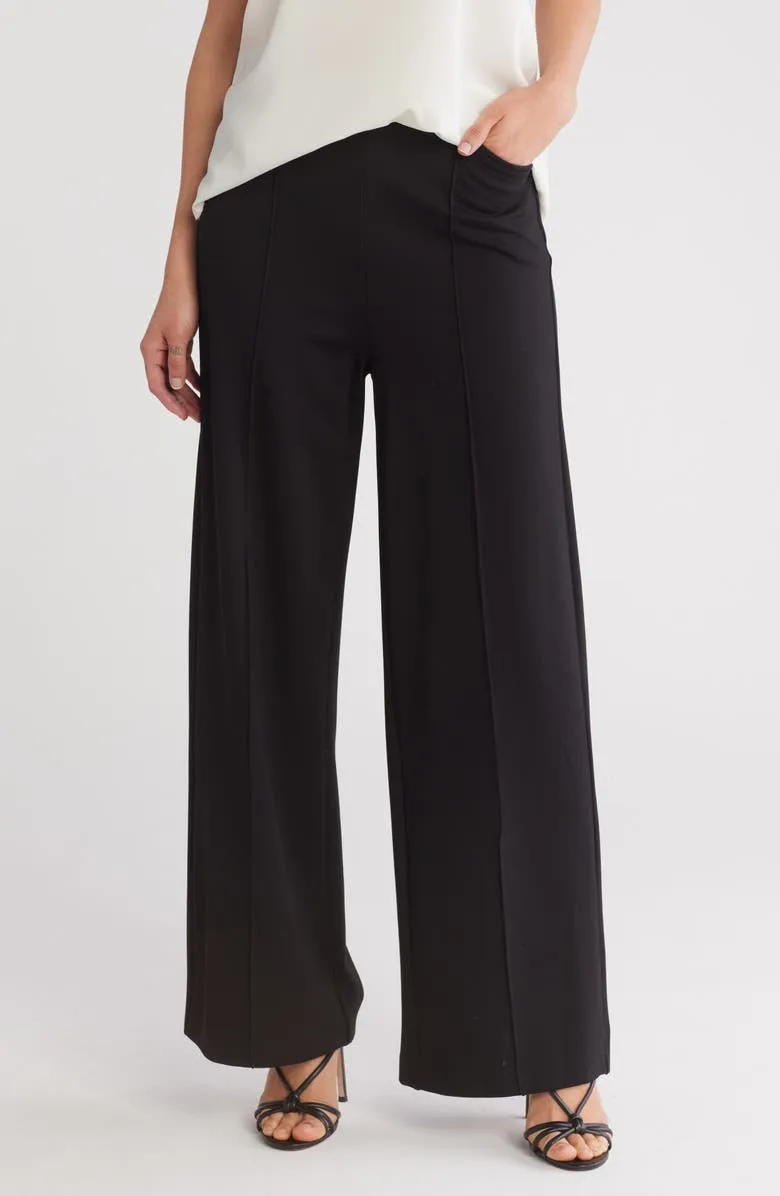 Wide Leg Ponte Pull-On Pants