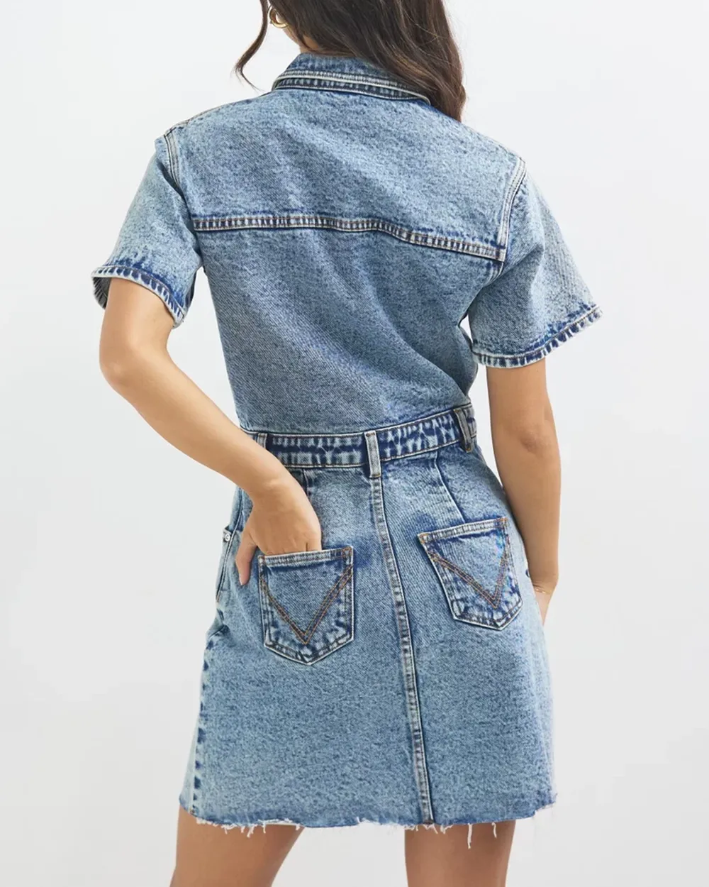 Denim Long Sleeve Mini Dress