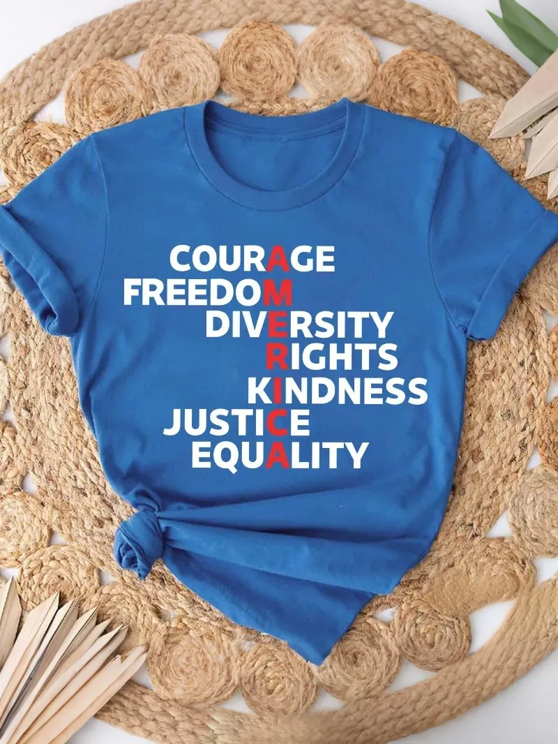 Courage Freedom Diversity Right Kindness Justice Equality America Teacher T-Shirt
