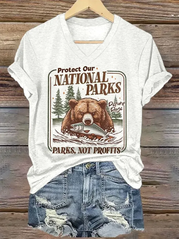 Woman'S Protect Our National Parks V-Neck Short-Sleeve T-Shirt